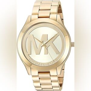 Michael Kors Slim Runway Analog Quartz Gold Dial Gold Steel Strap Watch-MK3739